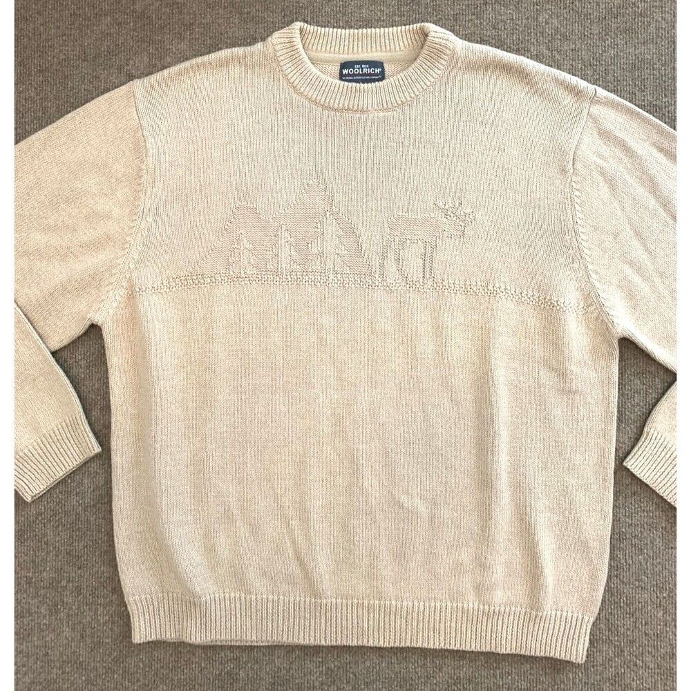 Woolrich Sweater Mens XL Long Sleeve Tight Knit Crew Caribou Pullover
